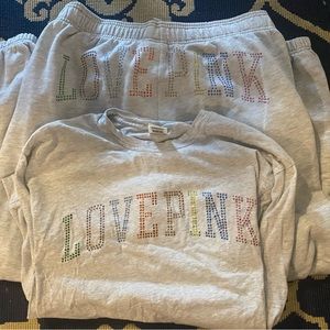 PINK bling set.  Shirt size L, pants size XL